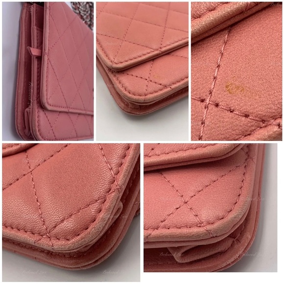 Authentic CHANEL Lambskin Wallet-on-the-chain WOC Flap Bag - Pink SHW - Picture 4 of 10